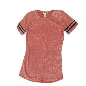 Bizzolo Women’s Medium Pink Mineral Wash Tee – Short Sleeve Casual Top